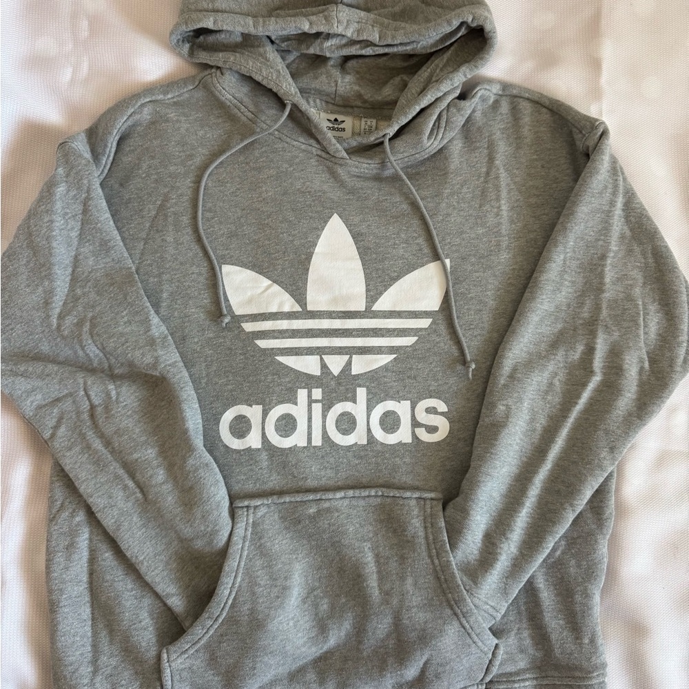 Adidas Heather Gray Hoodie with Logo